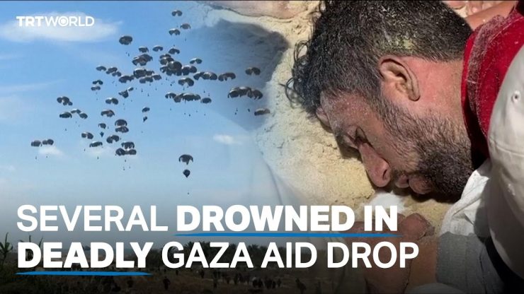 12 drown retrieving aid dropped off Gaza coast, Palestinian health authorities say