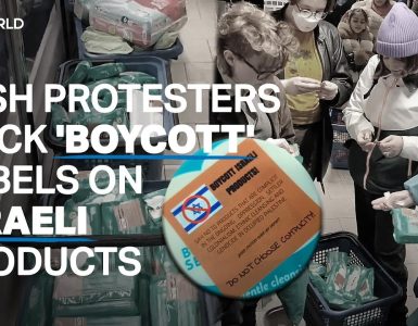 Irish protesters add ‘boycott’ stickers on products Israel made in occupied Palestine