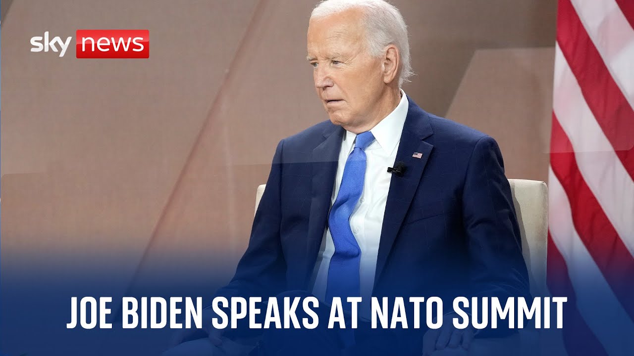 US President Joe Biden holds a news conference at the NATO summit ...