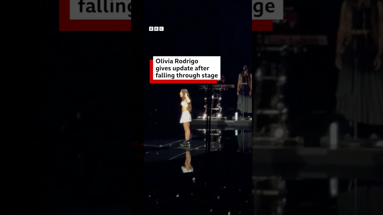 Olivia Rodrigo "ok" after falling through stage. #OliviaRodrigo #