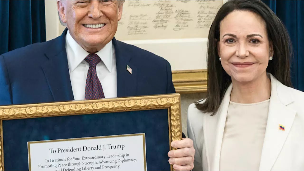 Venezuela's opposition leader Machado presents Trump with her Nobel ...
