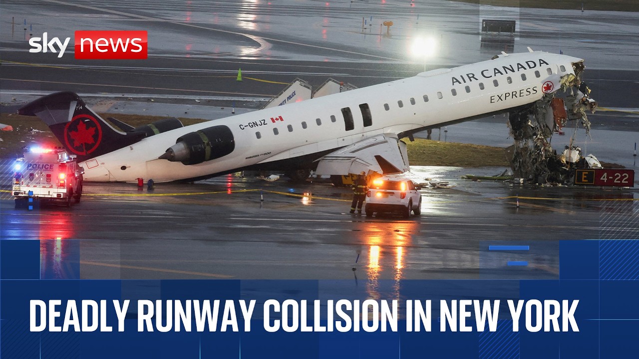 Live from LaGuardia Airport after two pilots killed in runway crash ...